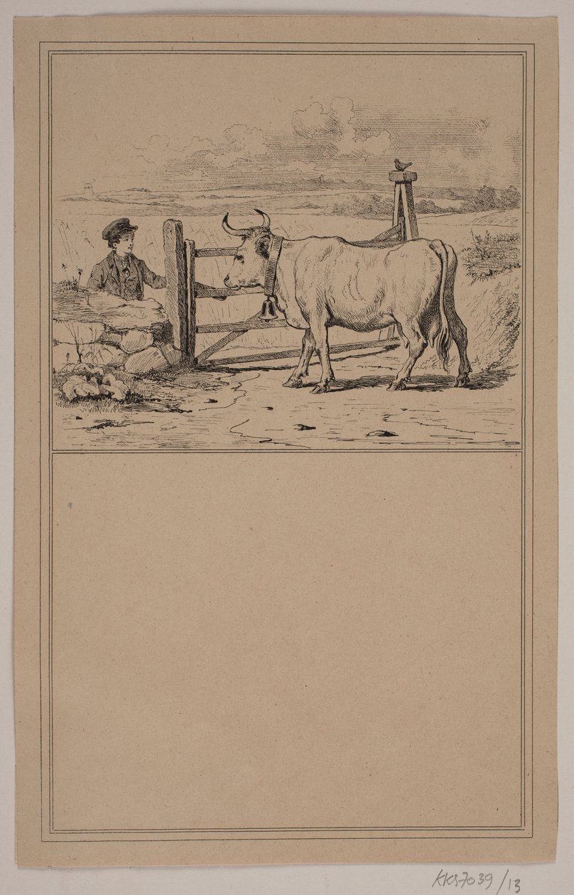 A vaca e o menino. Não. 12 em Cr. Winther e M. Rørbye, "25 fotos para crianças pequenas" de Johan Adolph Kittendorff