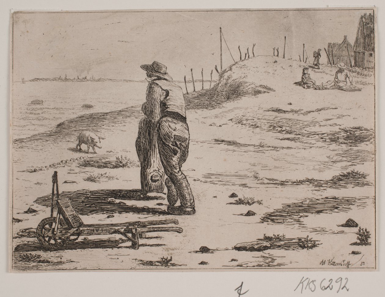 Seção costeira com pescadores em pé de Johan Adolph Kittendorff