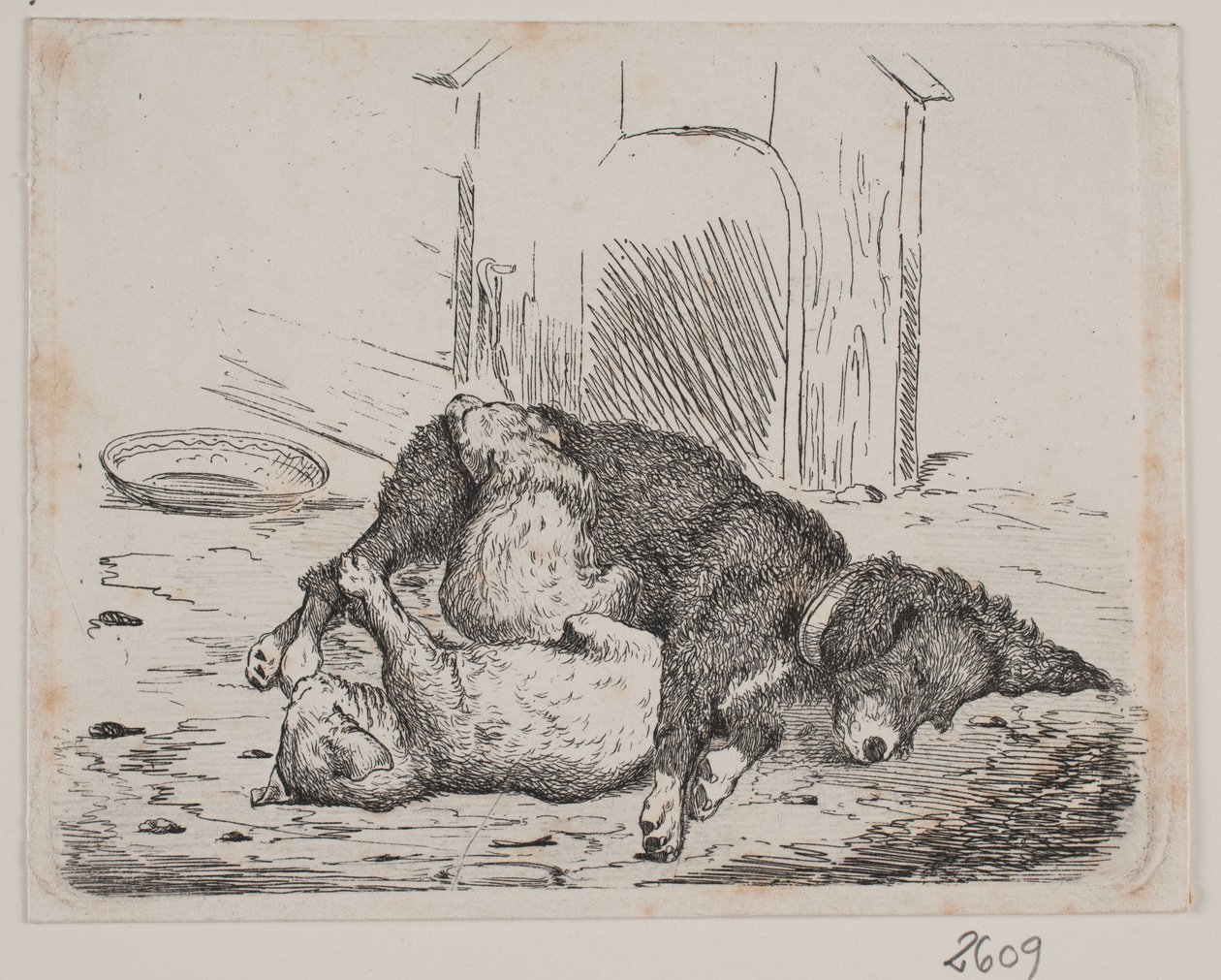 Teckel com cachorrinho de Johan Adolph Kittendorff