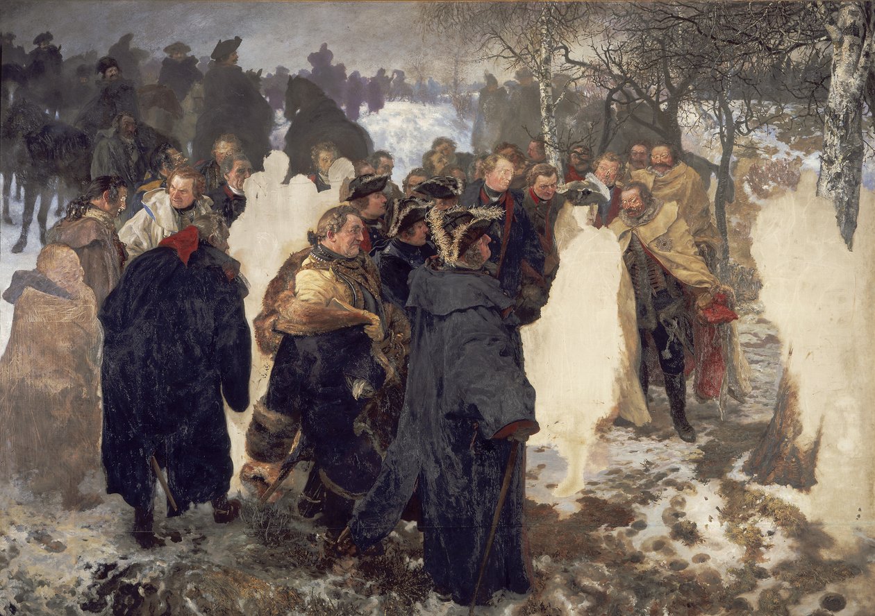 Discurso de Frederico, o Grande, aos seus generais antes da batalha de Leuthen, 1757. Inacabado de Adolph Menzel