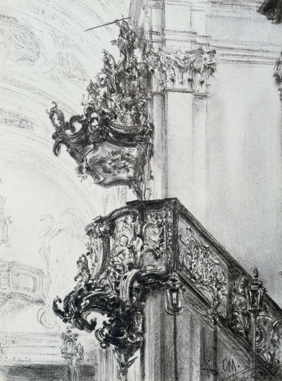 Estudo de arquitetura, 1830-1905 de Adolph Menzel