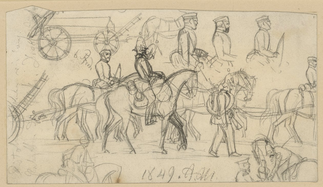 Estudos sobre artilharia e cavalaria de Adolph Menzel