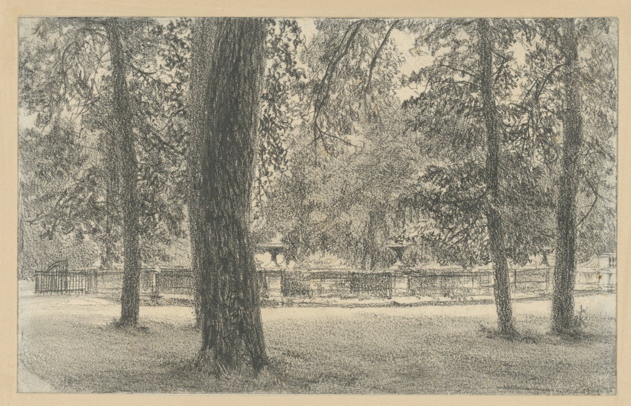 Balaustrada à entrada do Parque de Sanssouci de Adolph Menzel