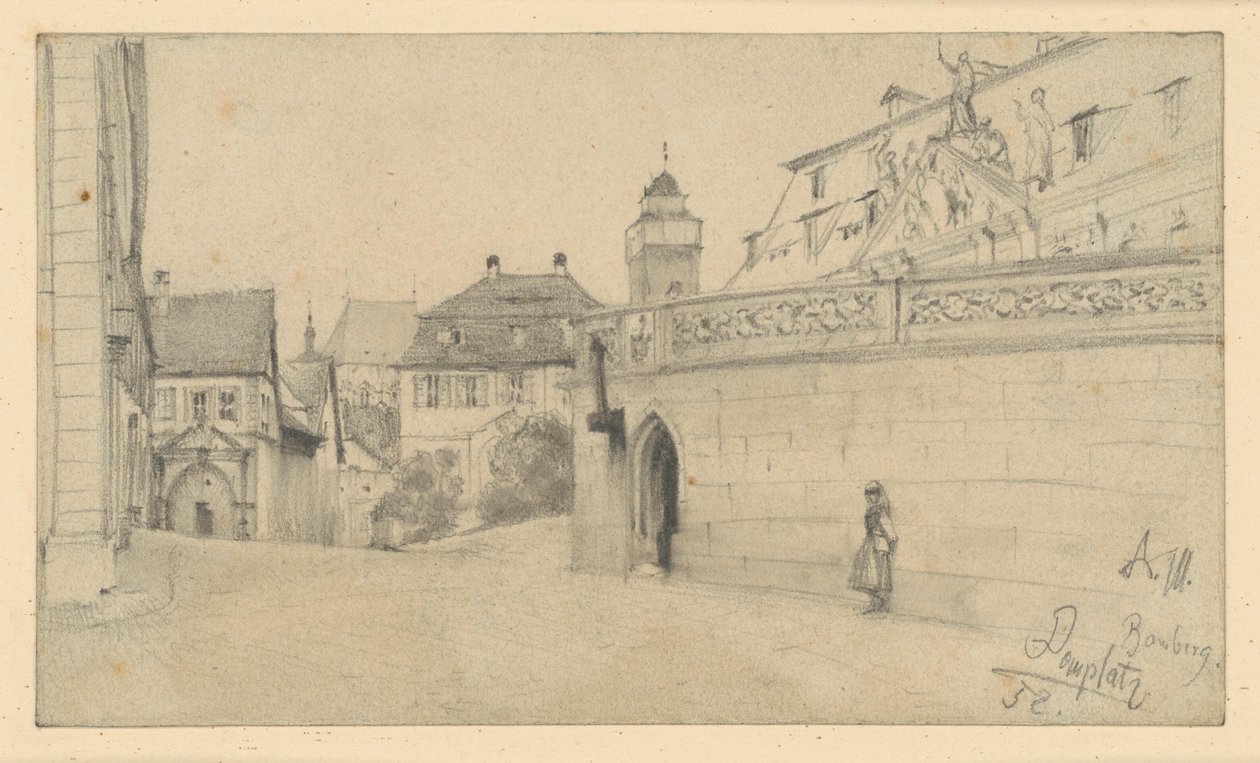 Bamberg. Praça da Catedral, entre o n.º 1 da Praça da Catedral e a Domkranz, em direção ao sul de Adolph Menzel