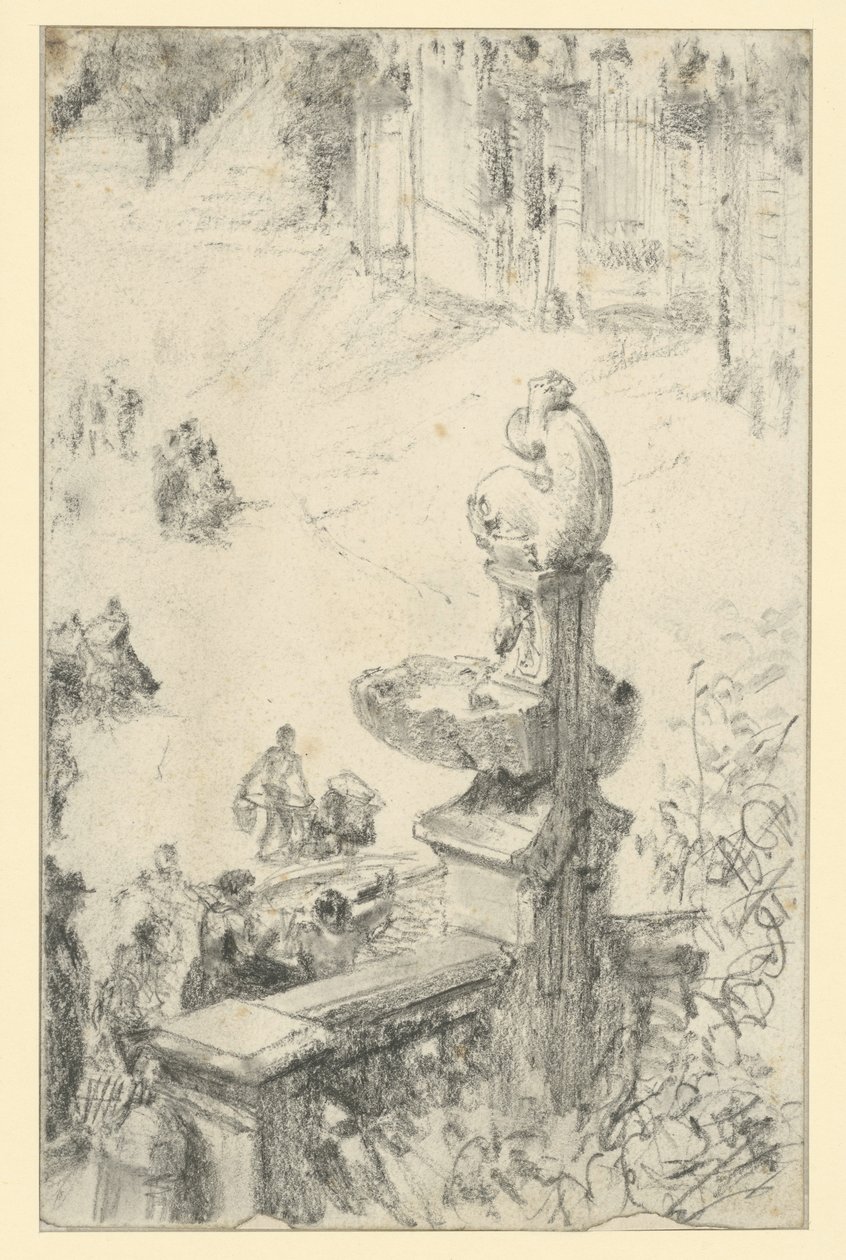 Fonte barroca em Dresden () de Adolph Menzel