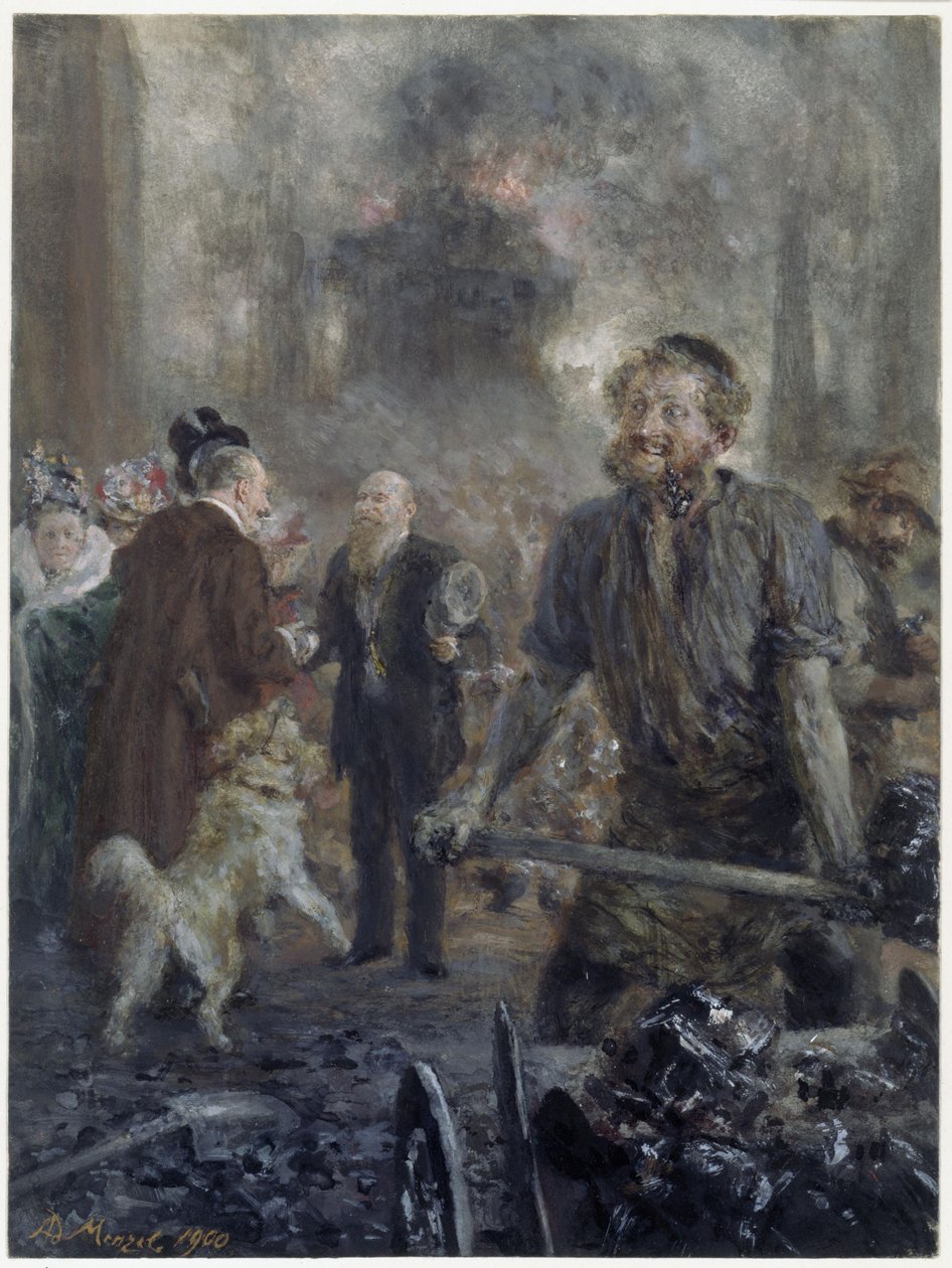 Visita à fábrica de laminação de ferro (em comemoração aos 25 anos de participação de Eduard Arnhold na empresa carbonífera Caesar Wollheim, a 1 de janeiro de 1900) de Adolph Menzel
