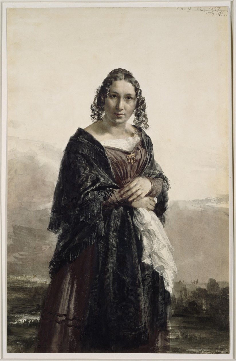 Retrato de Karoline Meyerheim, nascida Drake, mãe de Paul Meyerheim de Adolph Menzel