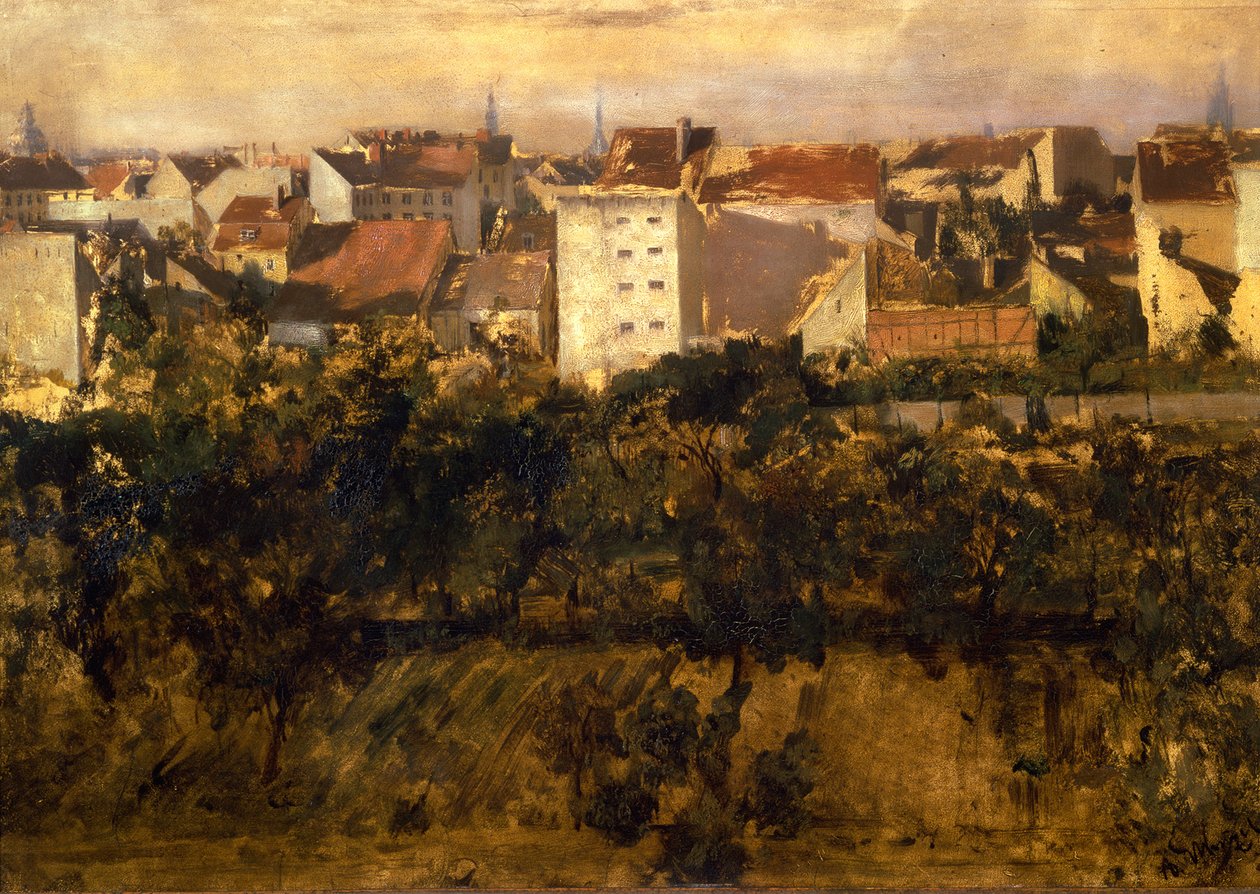 Vista de casas de traseiras de Adolph Menzel