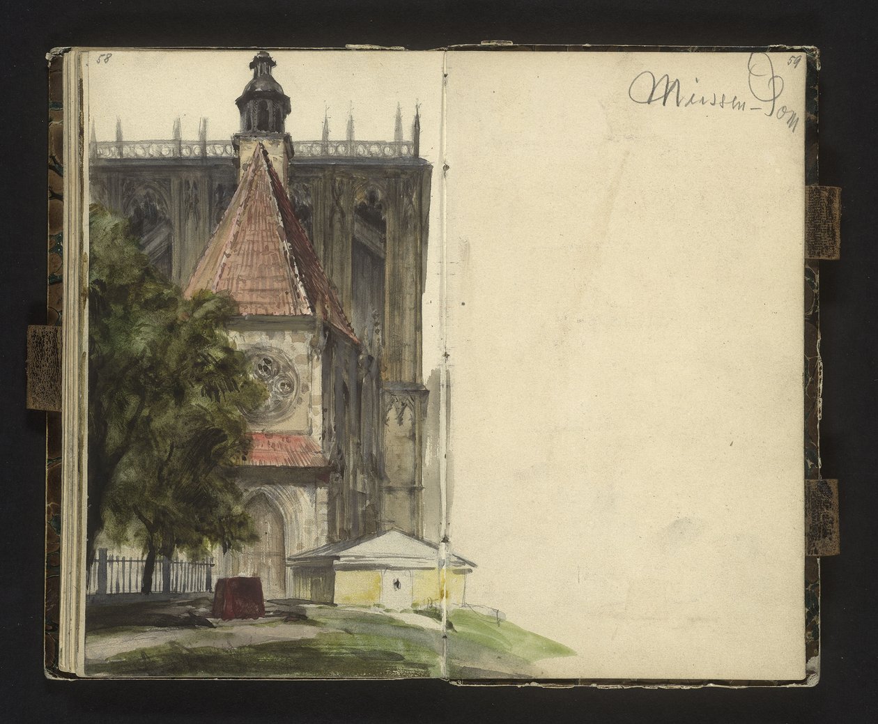 Vista do pórtico da Catedral de Meissen de Adolph Menzel