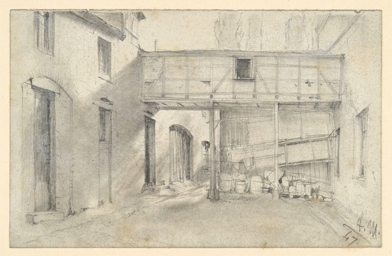 Vista para um pátio de Adolph Menzel