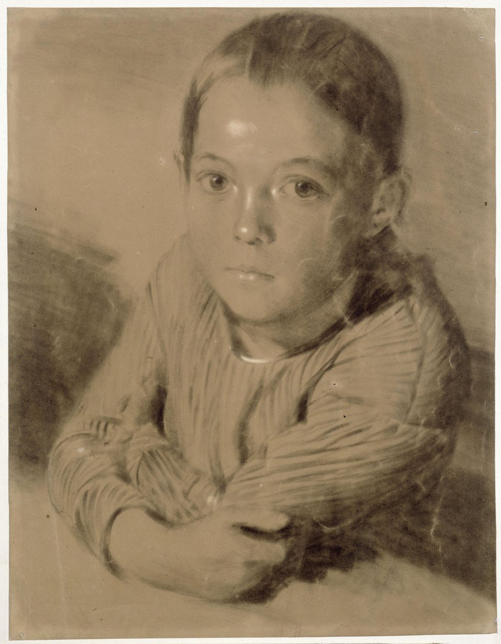 Retrato do peito de uma rapariga de Adolph Menzel