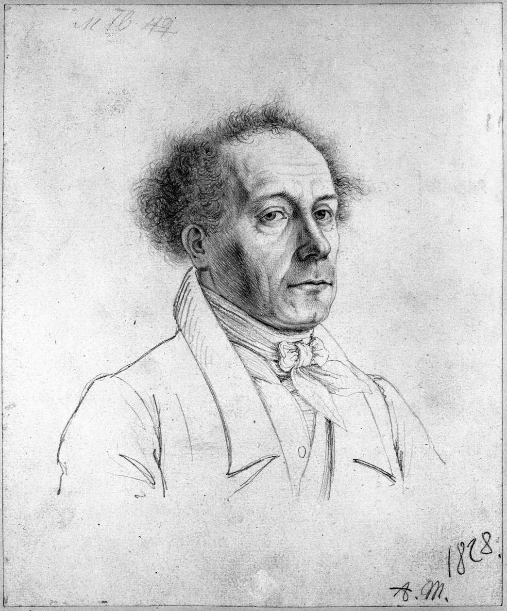 Retrato de meio corpo de um homem de meia-idade de Adolph Menzel
