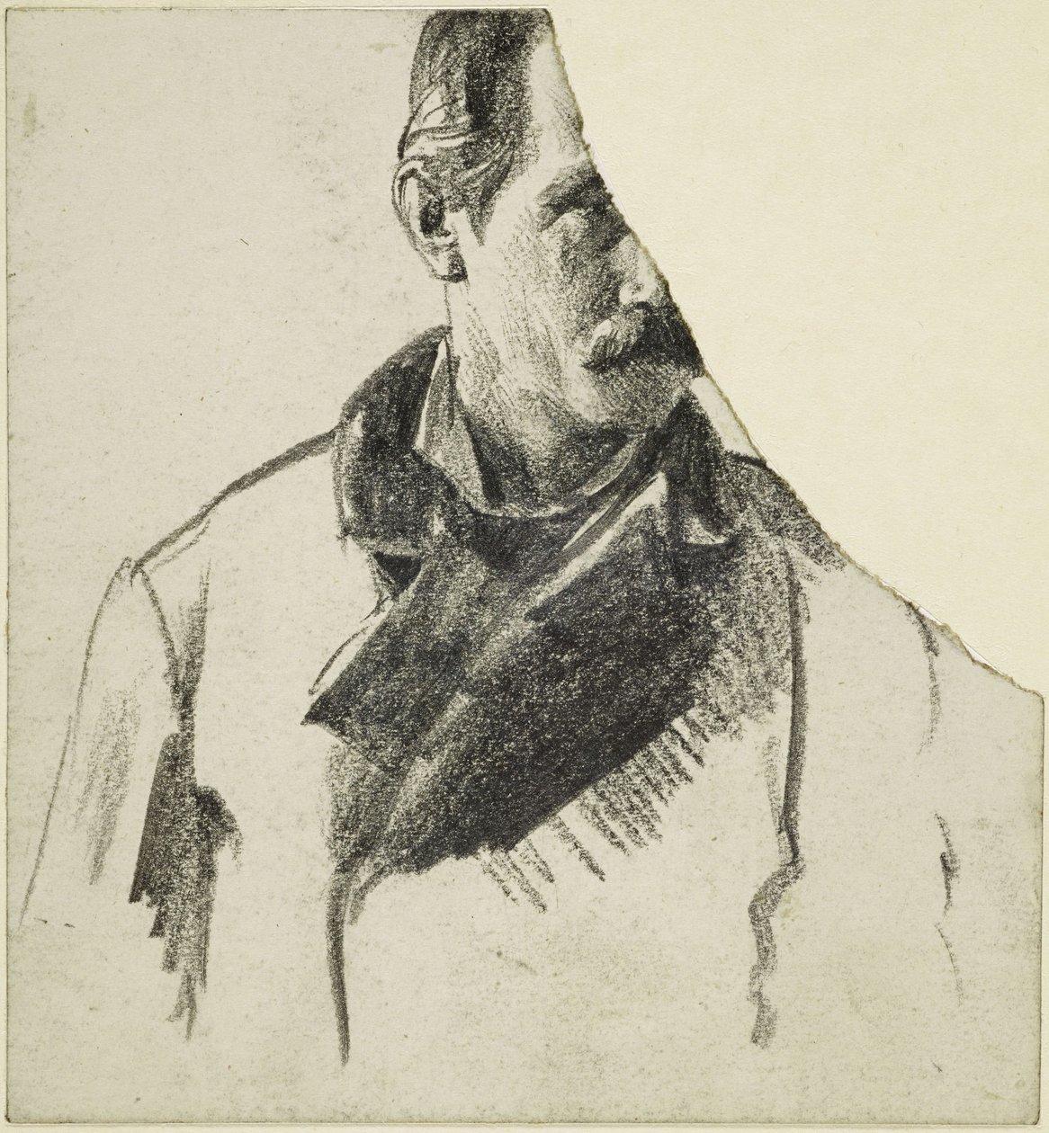 Retrato de meio corpo de um homem com bigode, com a cabeça virada para a direita de Adolph Menzel