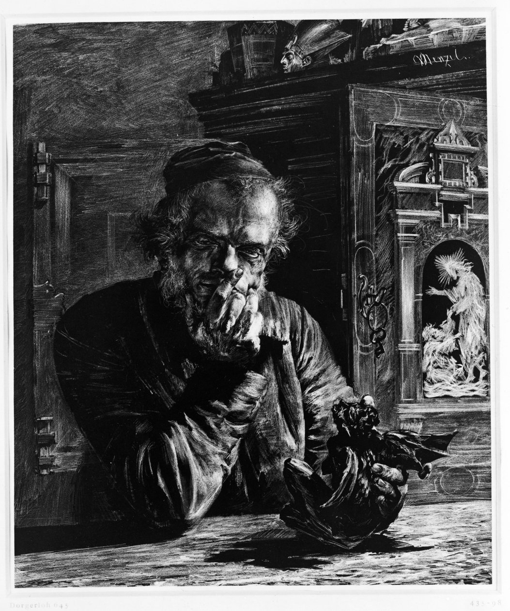 O Antiquário (Auto-retrato de Menzel, também conhecido como «O Colecionador de Arte» ou «Demónio») de Adolph Menzel