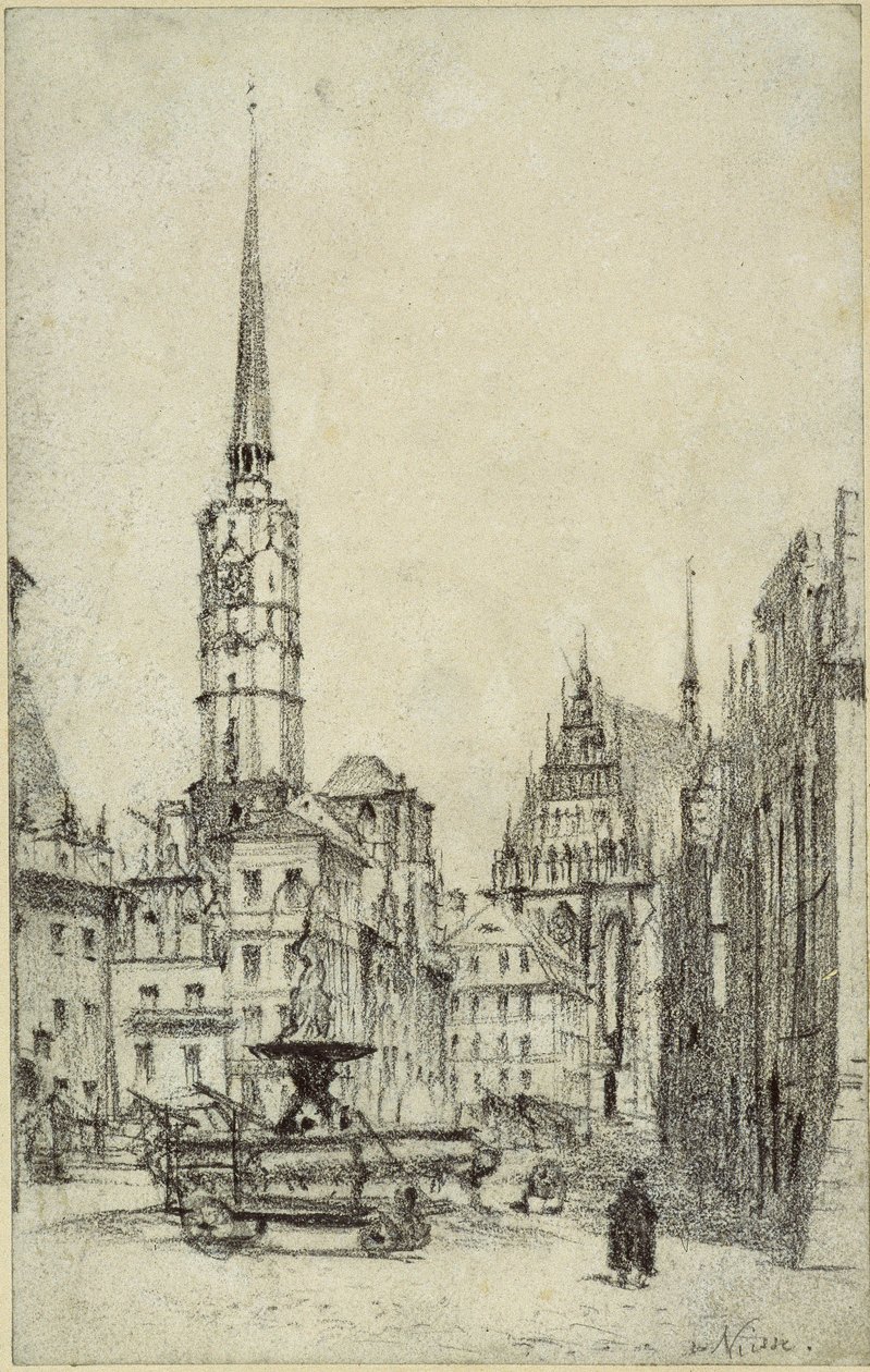 A praça do mercado em Neisse de Adolph Menzel