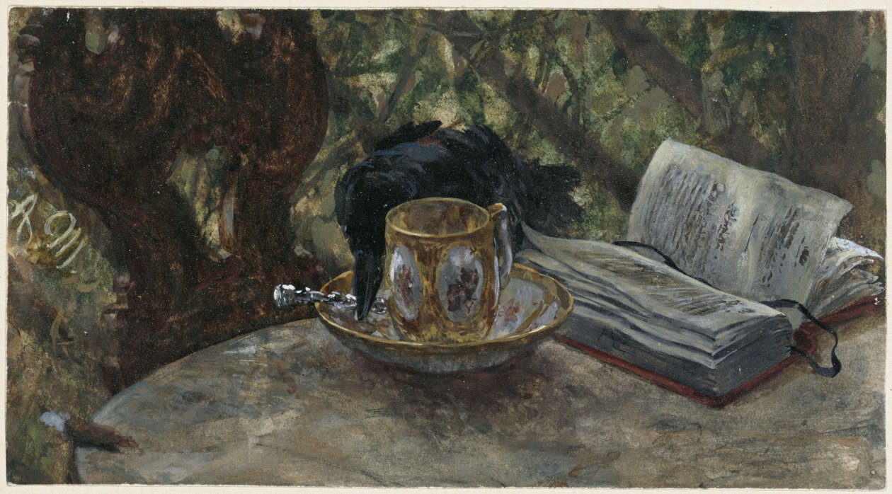 O corvo a roubar uma colher de prata. Do "Álbum das Crianças" de Adolph Menzel