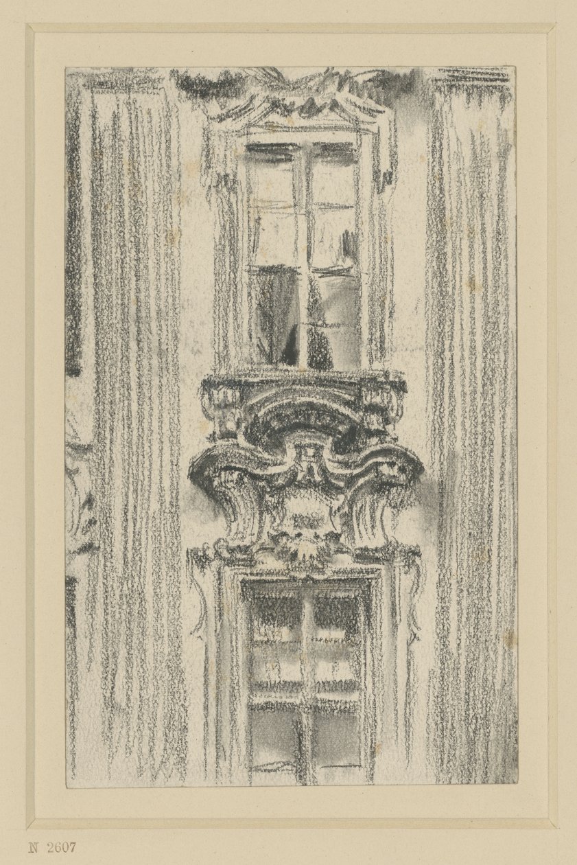 Detalhe da fachada do British Hotel, em Dresden de Adolph Menzel