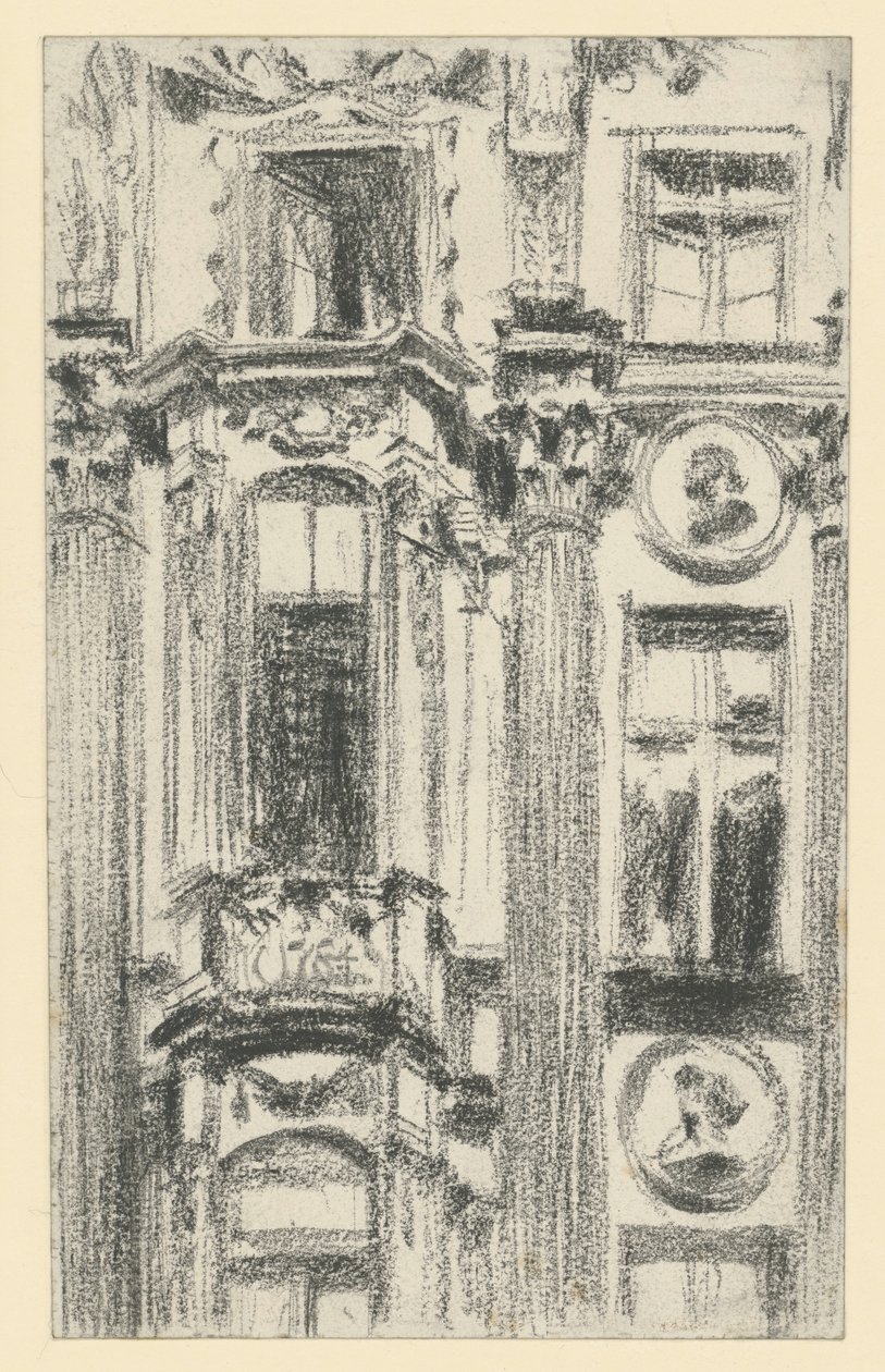 Detalhe do saliente central do Palácio da Saxónia, em Dresden de Adolph Menzel