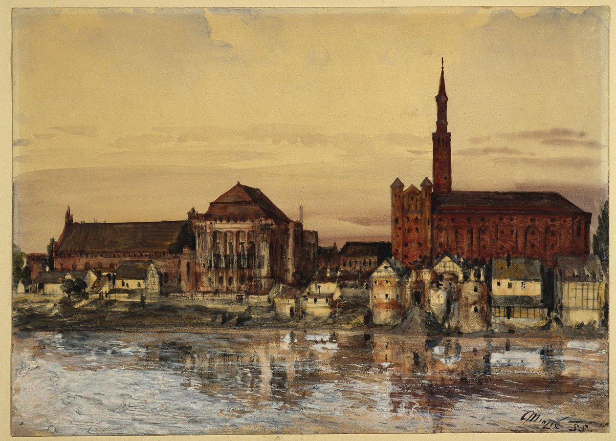 Marienburg na margem do Nogat de Adolph Menzel