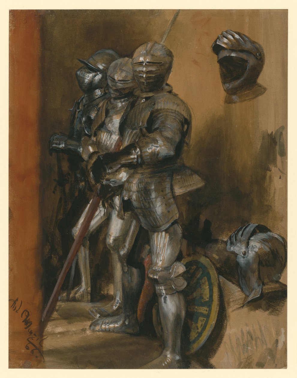 Três armaduras e dois elmos de Adolph Menzel
