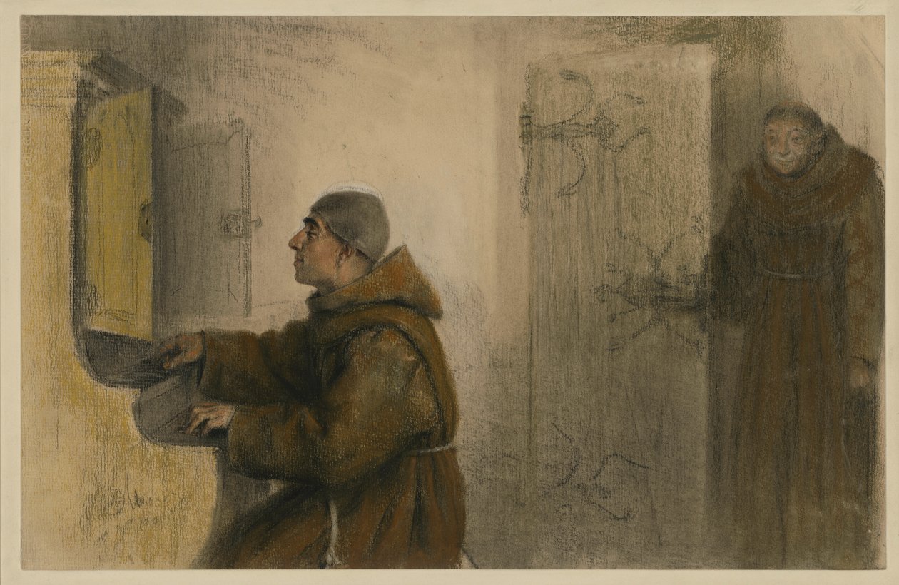 Um monge cego a tocar órgão de Adolph Menzel