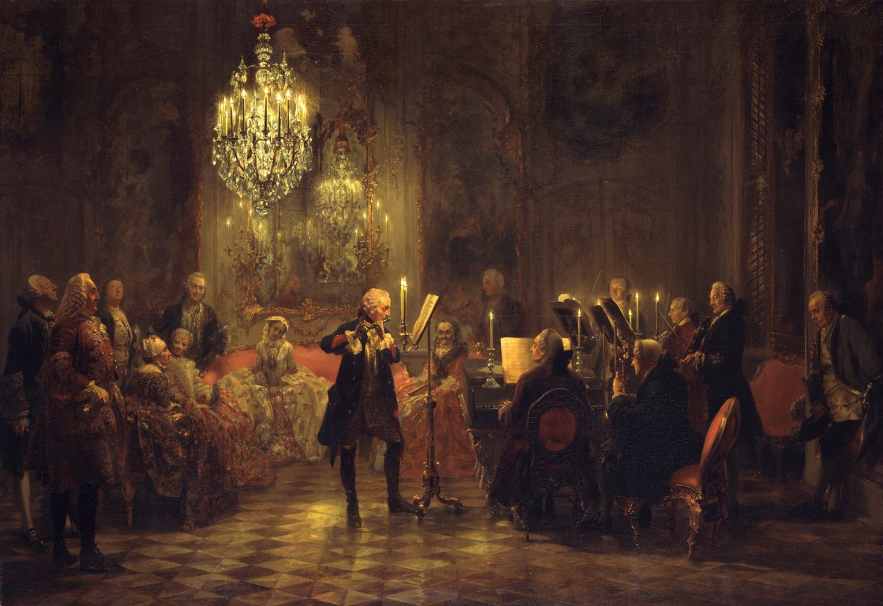 Concerto de flauta do rei Frederico II em Sanssouci de Adolph Menzel