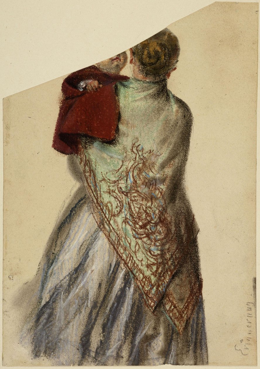 Mulher com uma criança pequena ao colo de Adolph Menzel
