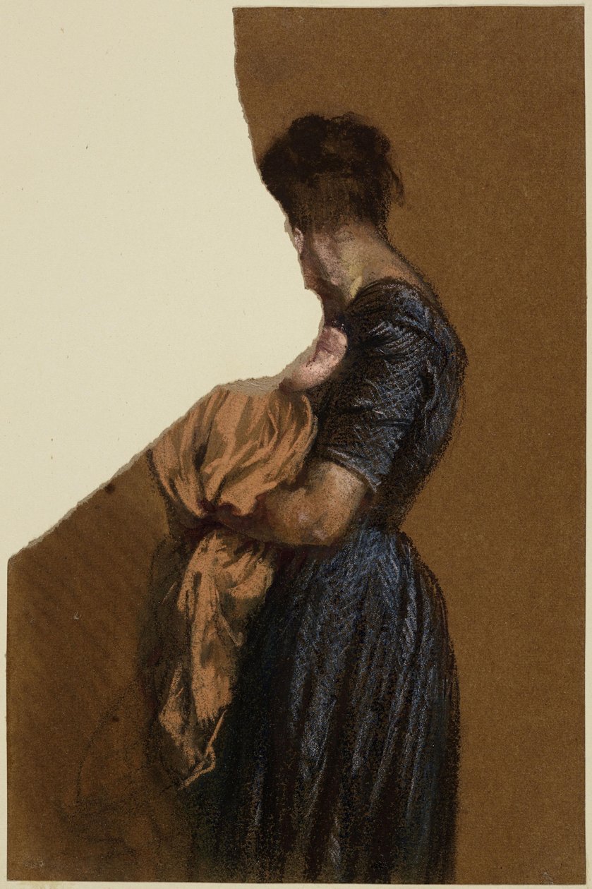 Mulher com uma criança pequena ao colo de Adolph Menzel