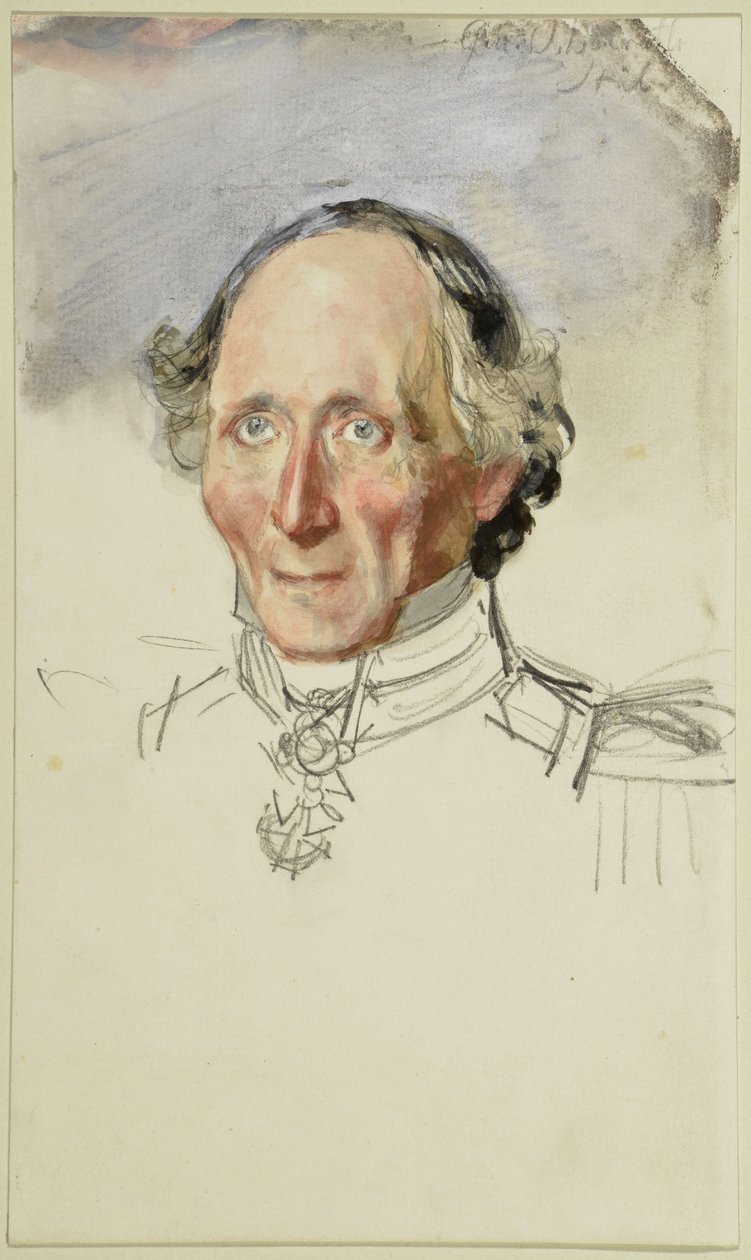 Friedrich August Stüler. Esboço para o quadro «Coronação de Guilherme I em Königsberg» de Adolph Menzel