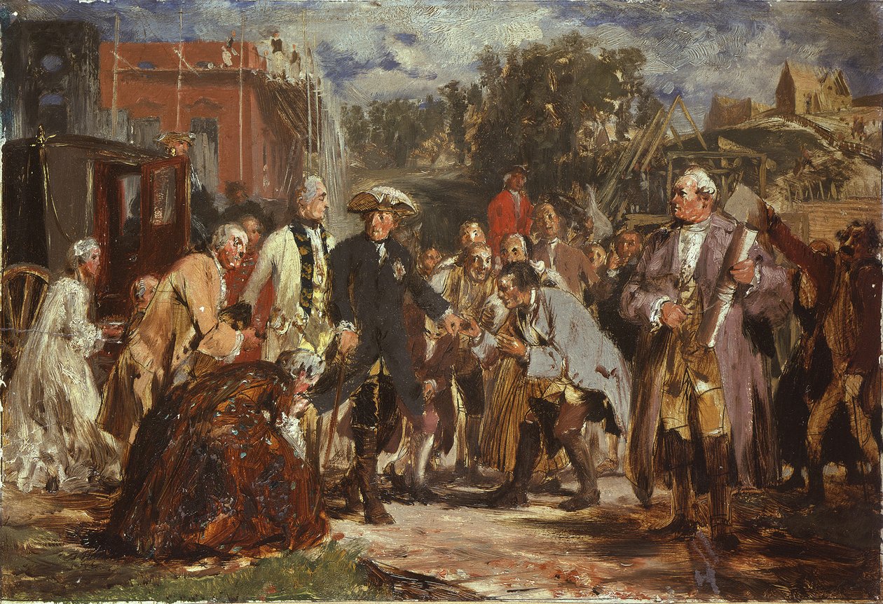 Frederico, o Grande, em viagem. Esboço de Adolph Menzel
