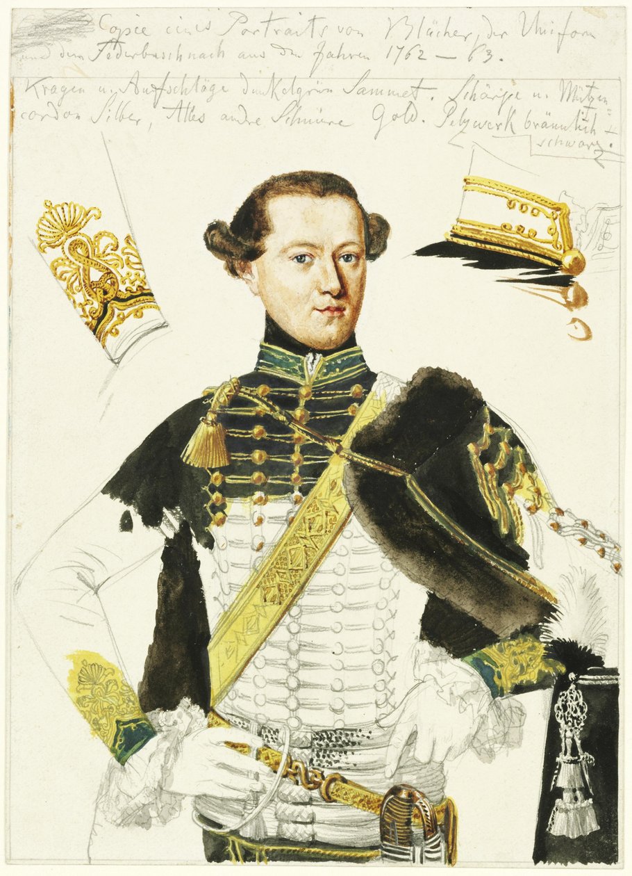 Gebhard Leberecht von Blücher. Esboço baseado numa pintura de Adolph Menzel