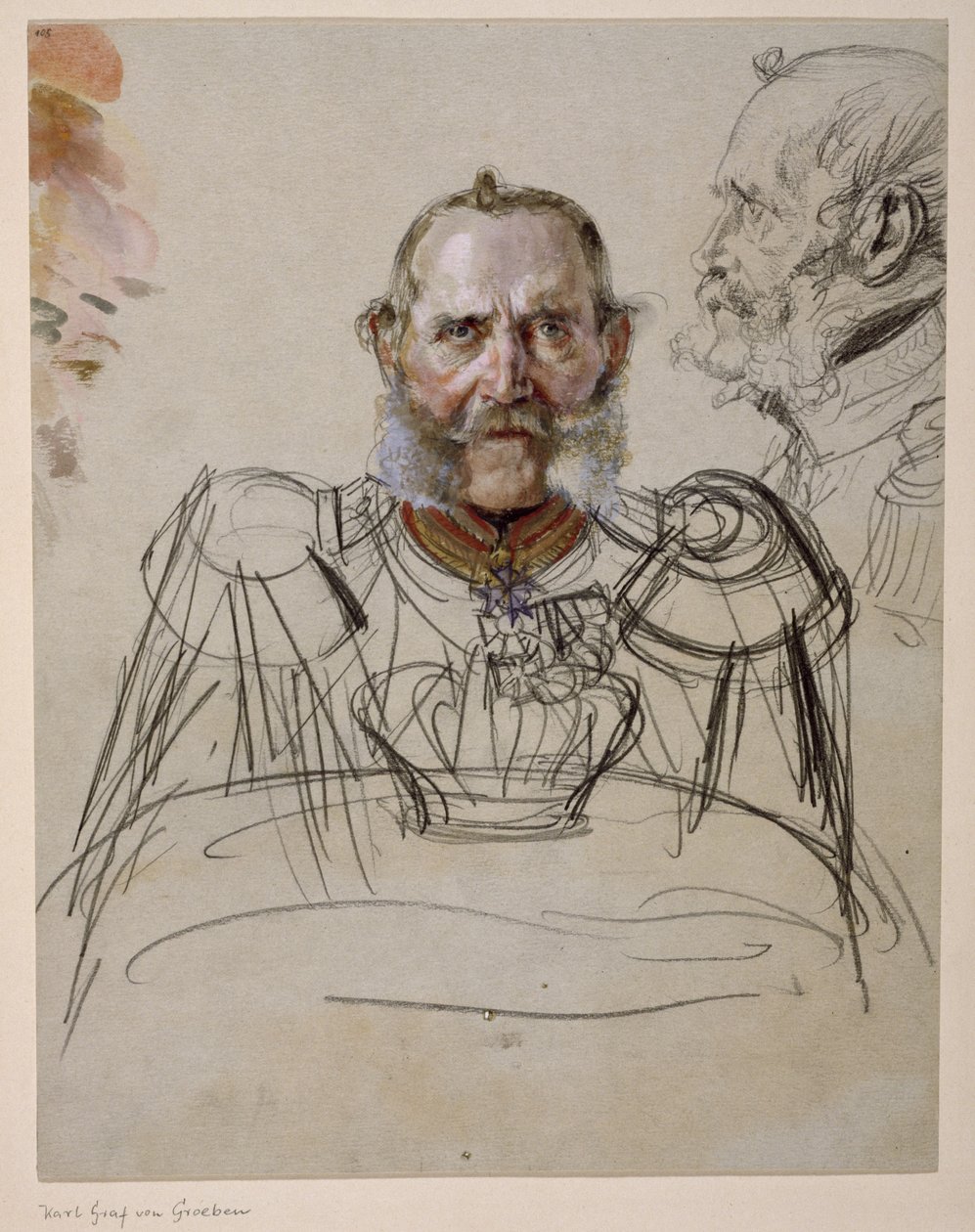 General Karl conde von der Groeben. Estudo para a pintura «Coroação de Guilherme I em Königsberg» de Adolph Menzel