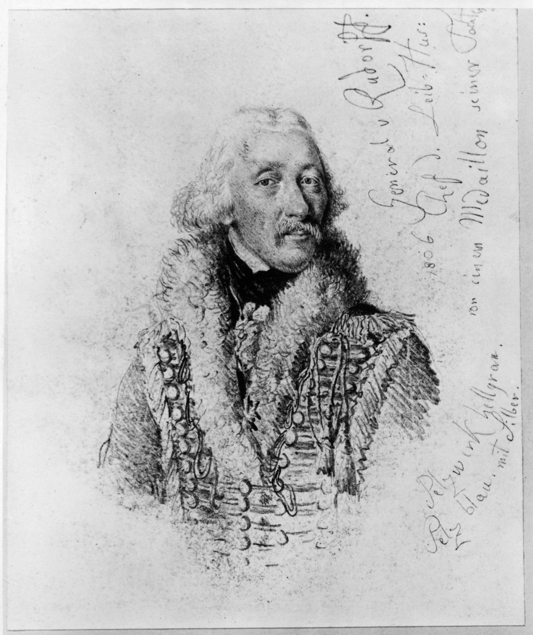 General von Rudorff, chefe dos hussardos da guarda, com apontamentos de Adolph Menzel