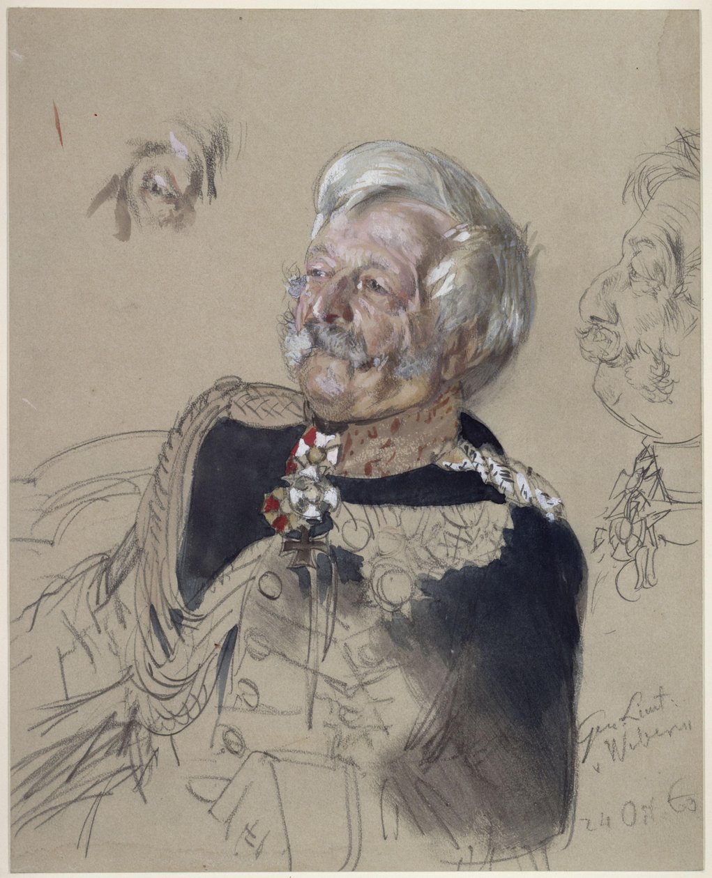 Tenente-general von Webern. Estudo para a pintura «Coroação de Guilherme I em Königsberg» de Adolph Menzel