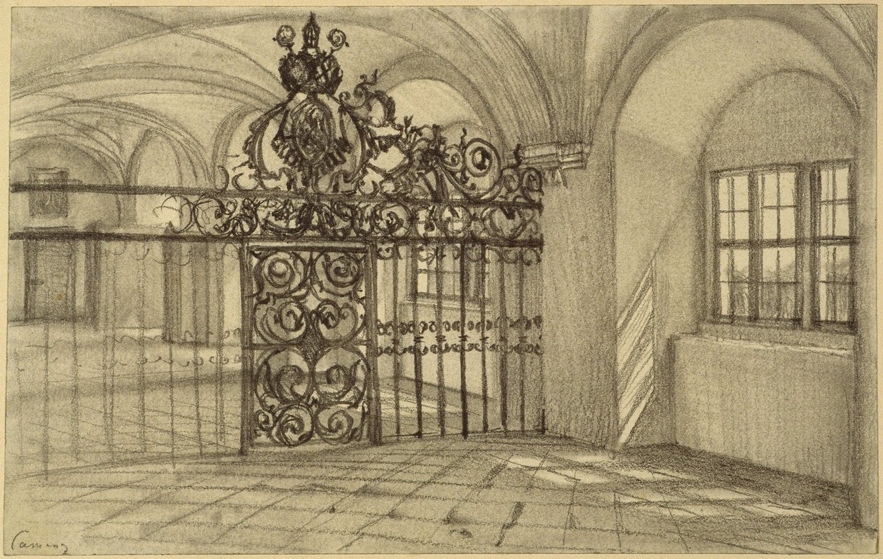 Salão abobadado no mosteiro de Kamenz de Adolph Menzel