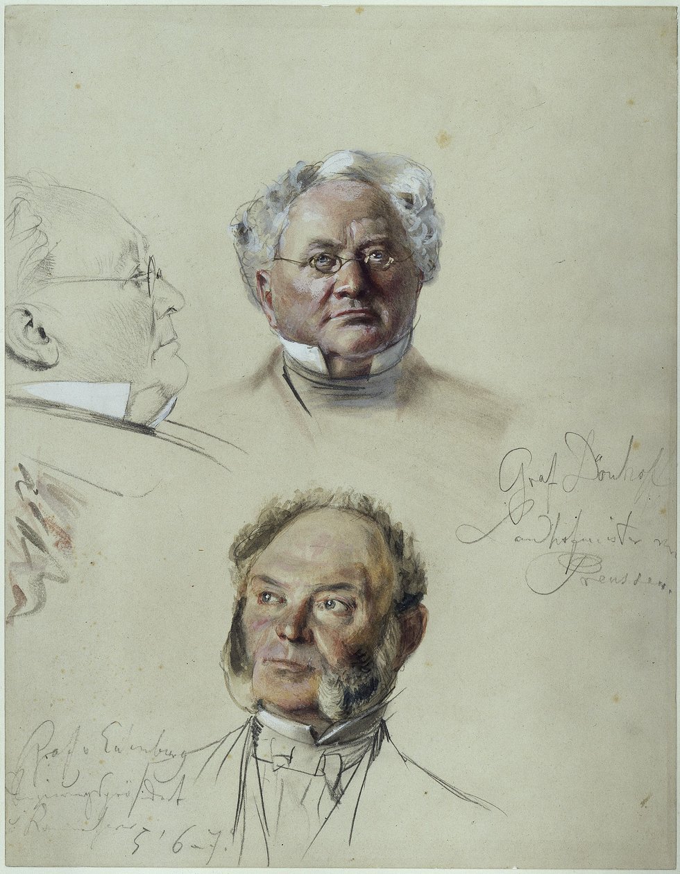 O Conde Eulenburg e o Conde Dönhoff. Estudo sobre o quadro «Coronação de Guilherme I em Königsberg» de Adolph Menzel