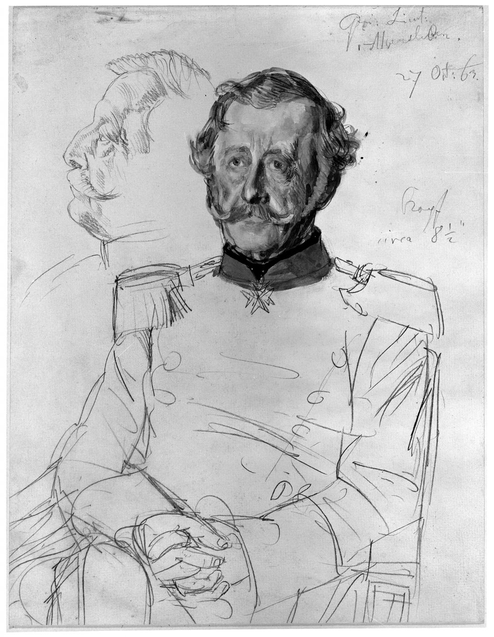 Gustav von Alvensleben. Estudo para a pintura "Coroação de Guilherme I em Königsberg" de Adolph Menzel