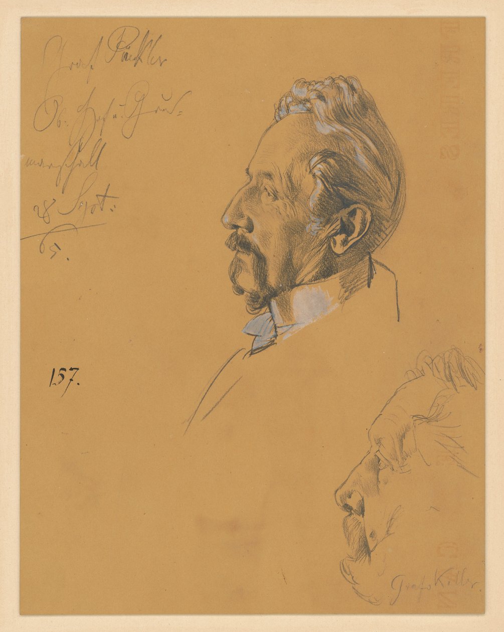 O conde H. Pückler e o conde A. von Keller. Estudo para a pintura "A coroação de Guilherme I em Königsberg" de Adolph Menzel