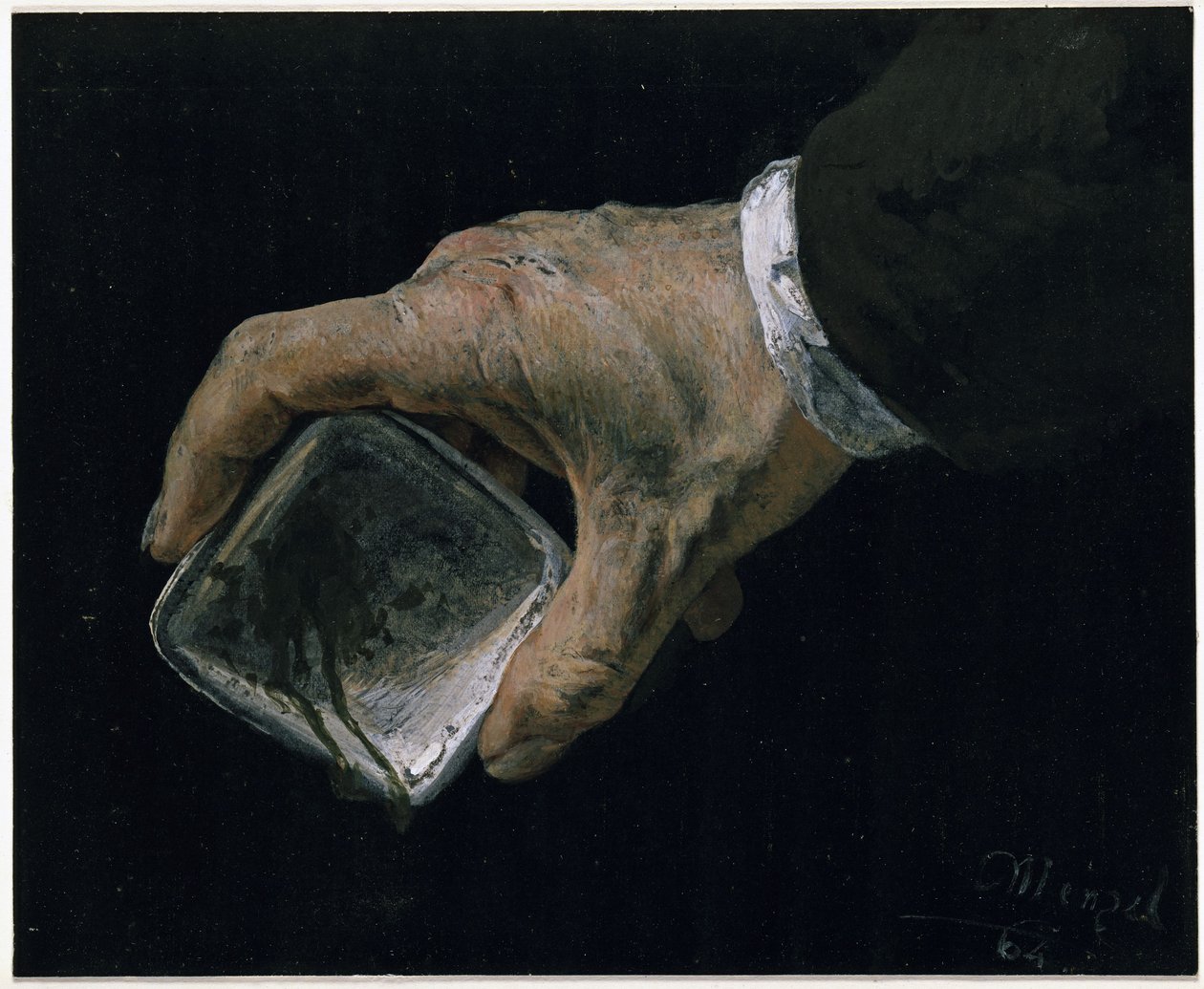 A mão do artista com godé de tinta de Adolph Menzel