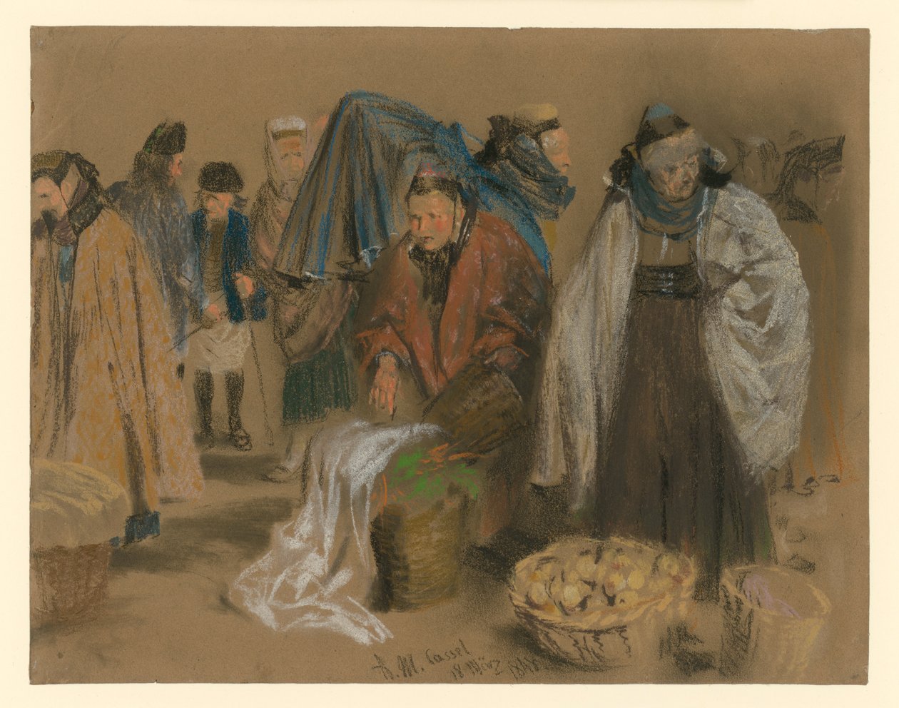 Agricultores de Hesse no mercado de Kassel de Adolph Menzel