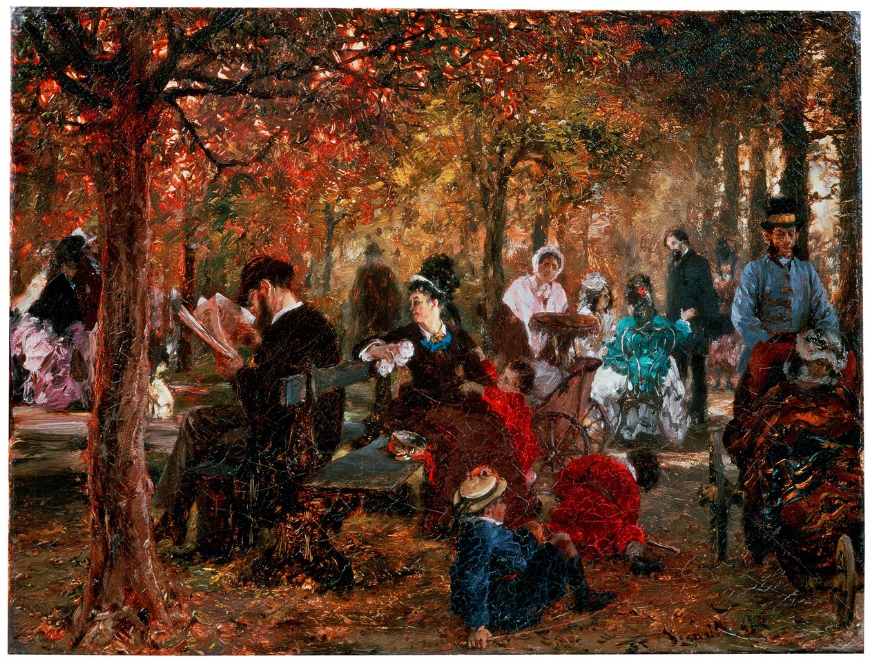 No Jardin de Luxembourg Uma reminiscência do Jardin de Luxembourg, 1876. de Adolph Menzel