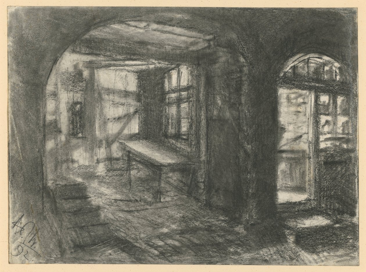 Interior de uma casa de campo de Adolph Menzel