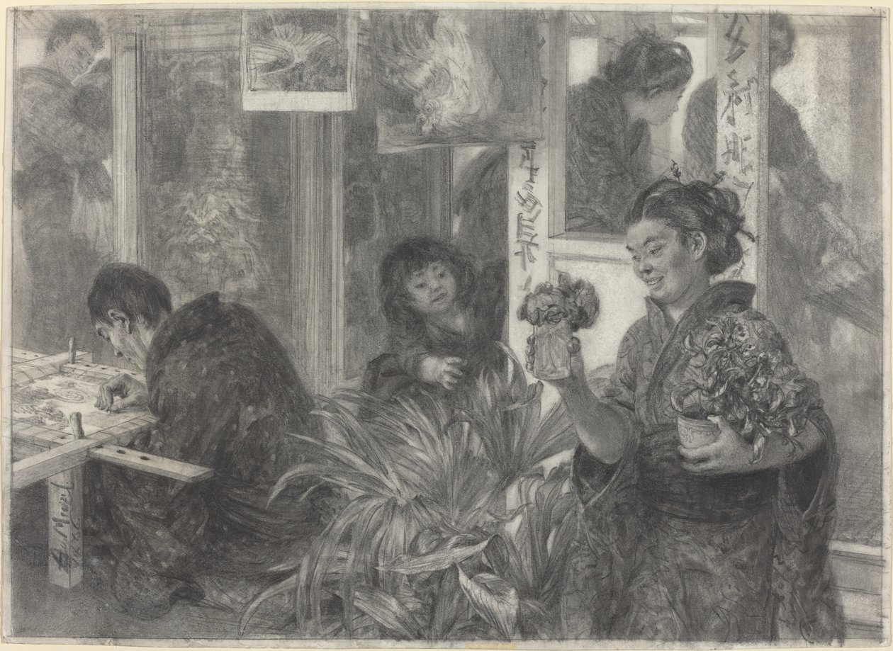 Artista Japonês no Trabalho de Adolph Menzel