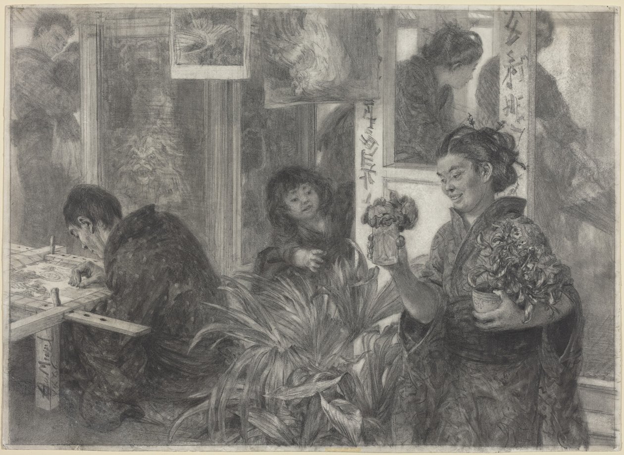 Artista japonês a trabalhar de Adolph Menzel