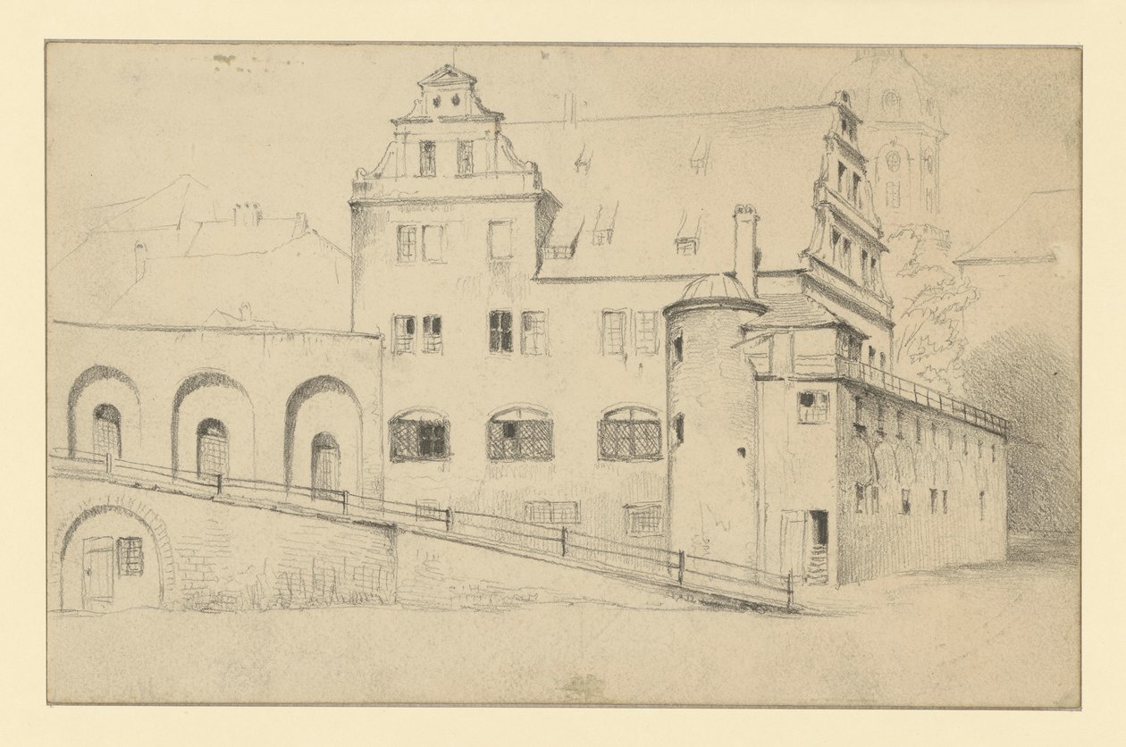 Edifício da Chancelaria em Dresden, visto do Stallhof de Adolph Menzel