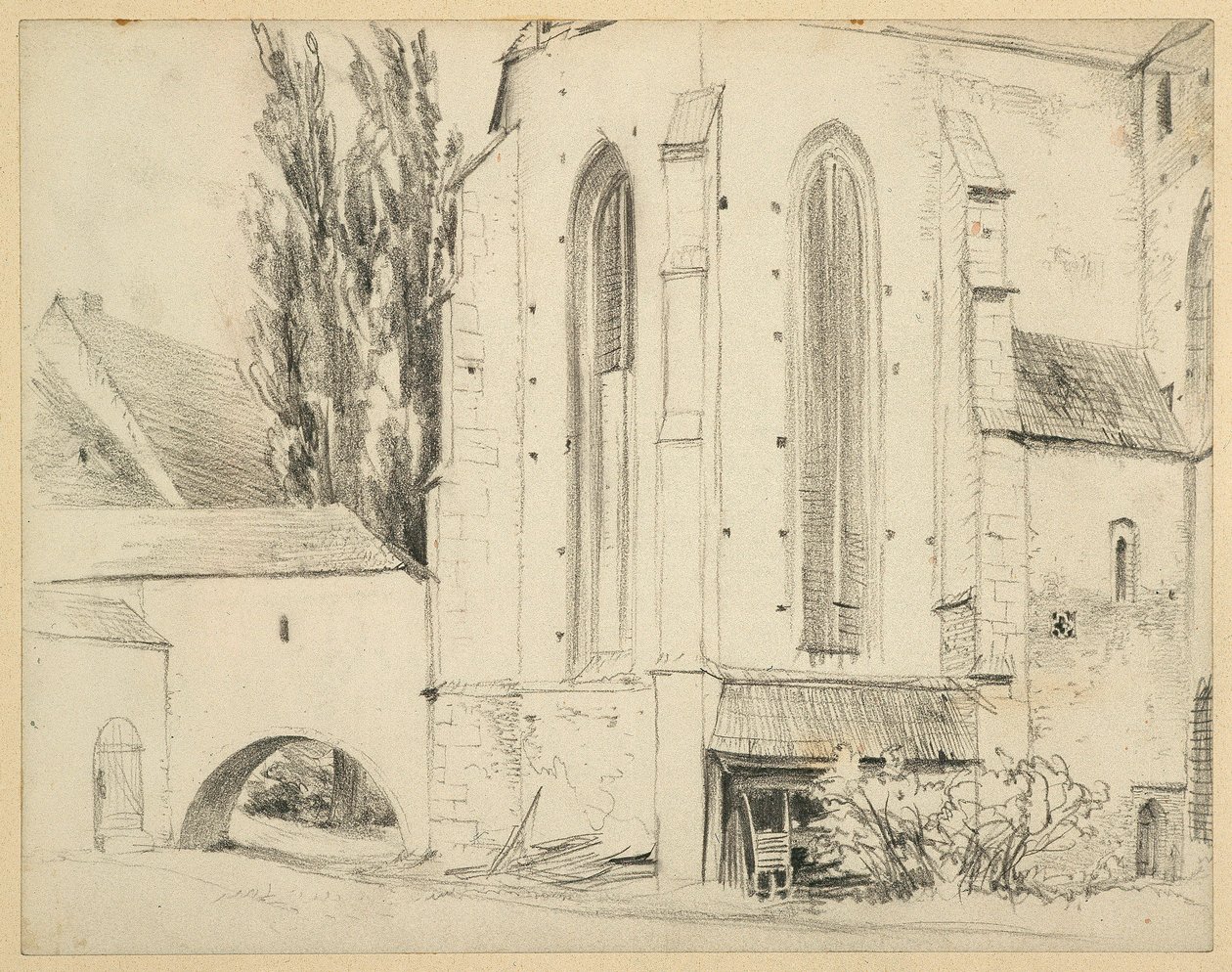 Igreja paroquial católica de São Martinho, em Jauer, vista do nordeste de Adolph Menzel