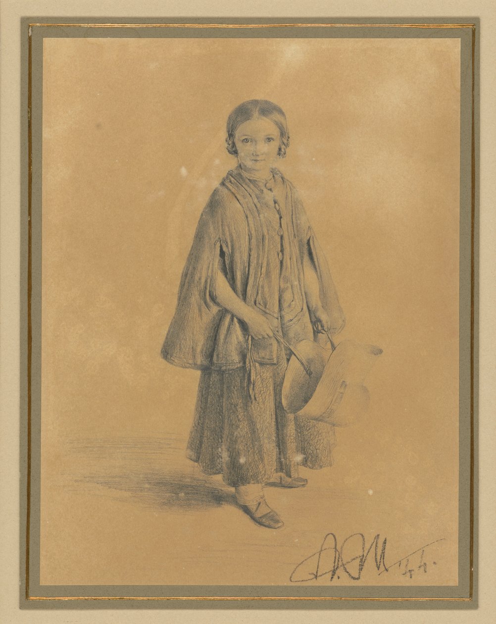 Retrato de infância de Constanze Beling, nascida Martini. Filha do juiz do tribunal distrital Carl Martini e da sua esposa Pauline Martini de Adolph Menzel
