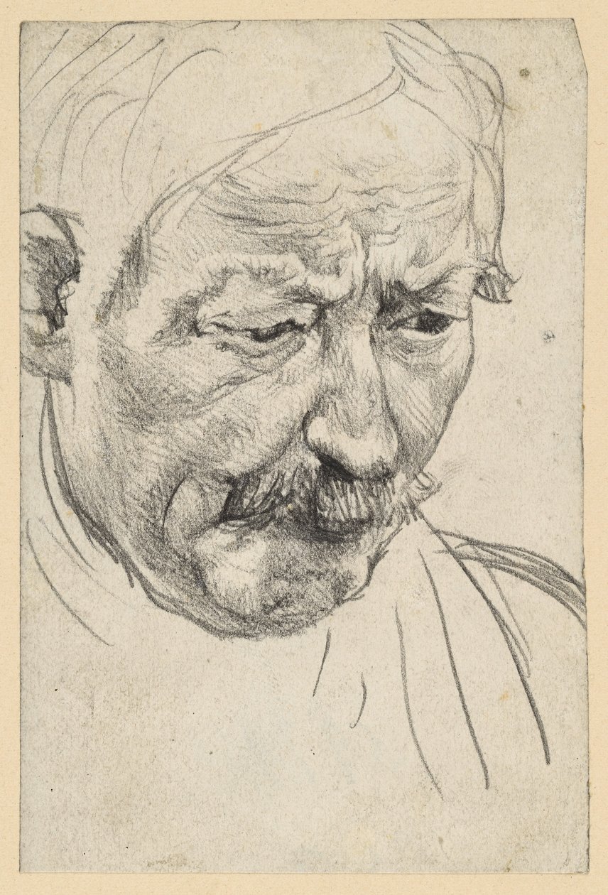 Cabeça de um homem idoso com bigode de Adolph Menzel