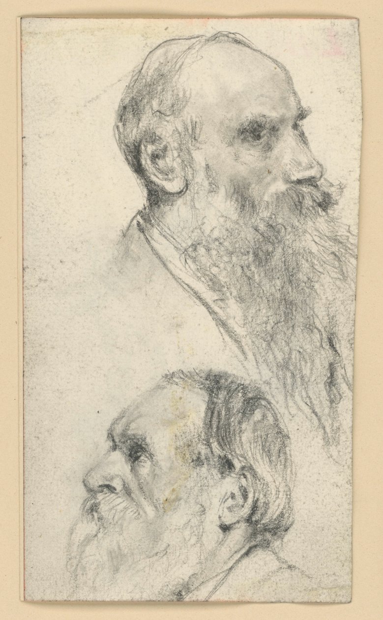 Cabeça de um homem mais velho, com barba, virada para a direita e para a esquerda de Adolph Menzel