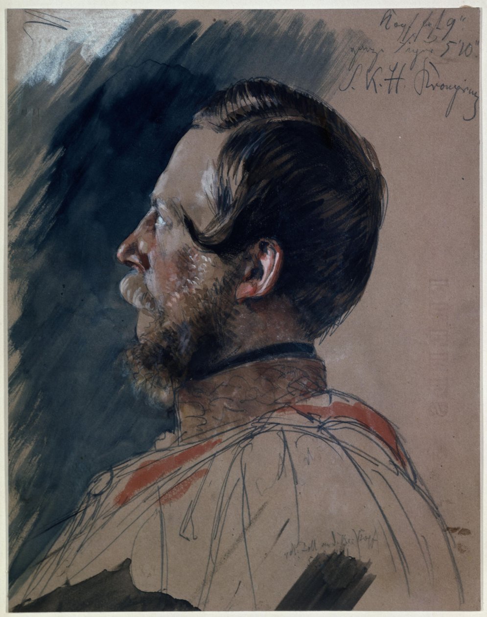 Príncipe Herdeiro Friedrich Wilhelm. Estudo para o quadro «Coroação de Guilherme I em Königsberg» de Adolph Menzel